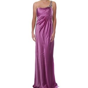 Xeniya Bejeweled One Shoulder Purple Dress